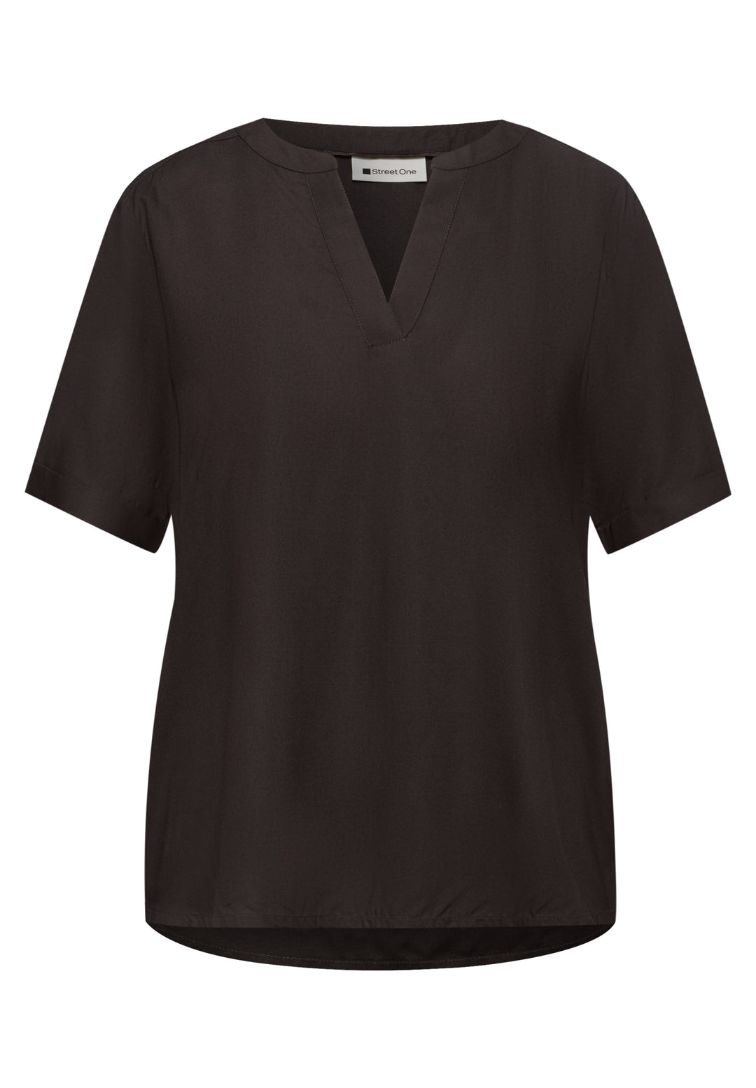 QR Splitneck blouse w turn-up, espresso brown 17276 Bild 1