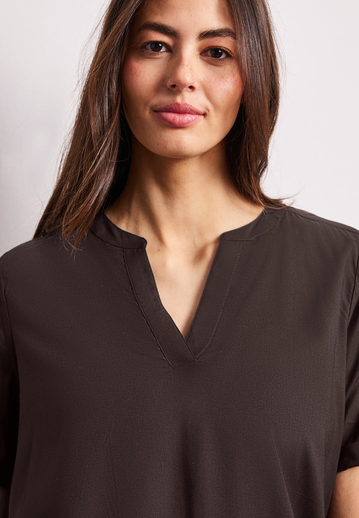 QR Splitneck blouse w turn-up, espresso brown 17276 Bild 3