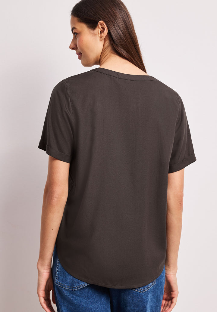 QR Splitneck blouse w turn-up, espresso brown 17276 Bild 4