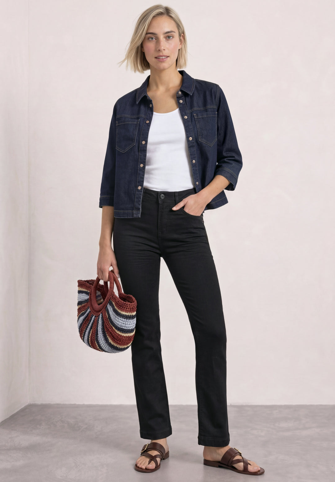 QR Style Blaire Bootcut,hw,bla, Black Rinse wash 18058 Bild 5