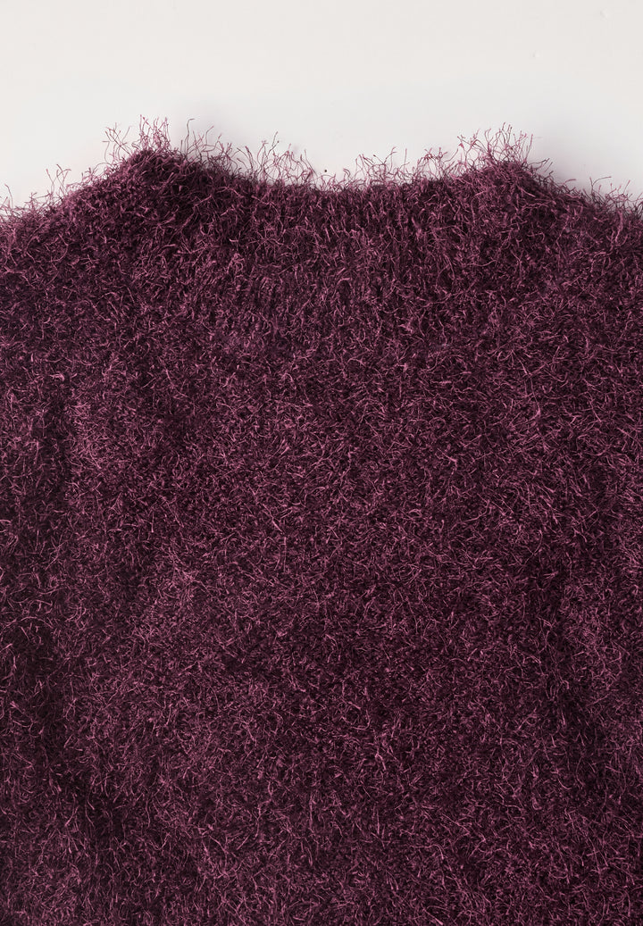 rounded neck fringe sweater, rustic rouge 17820 Bild 2