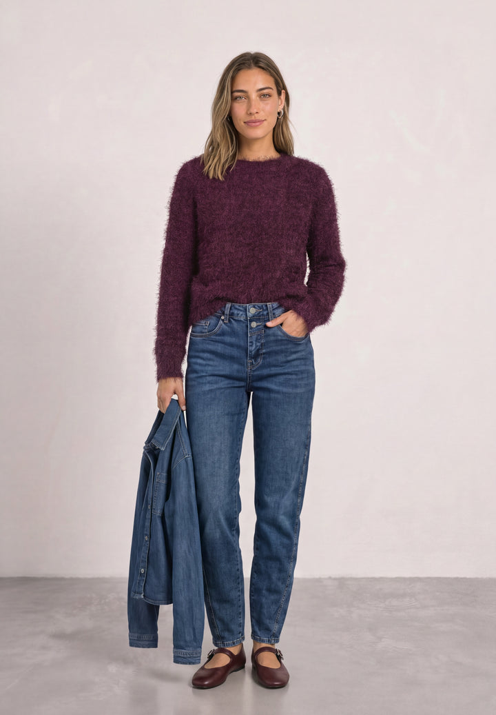 rounded neck fringe sweater, rustic rouge 17820 Bild 5