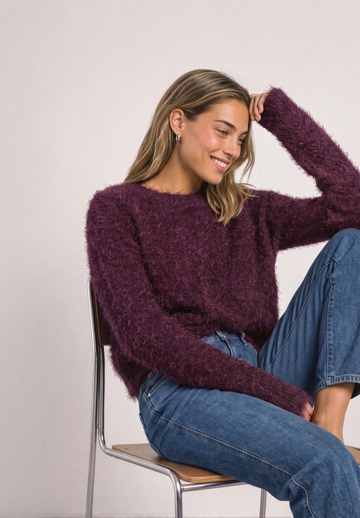 rounded neck fringe sweater, rustic rouge 17820 Bild 6