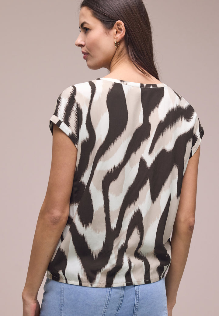 Roundneck shirtblouse w tape d, espresso brown 37276 Bild 4