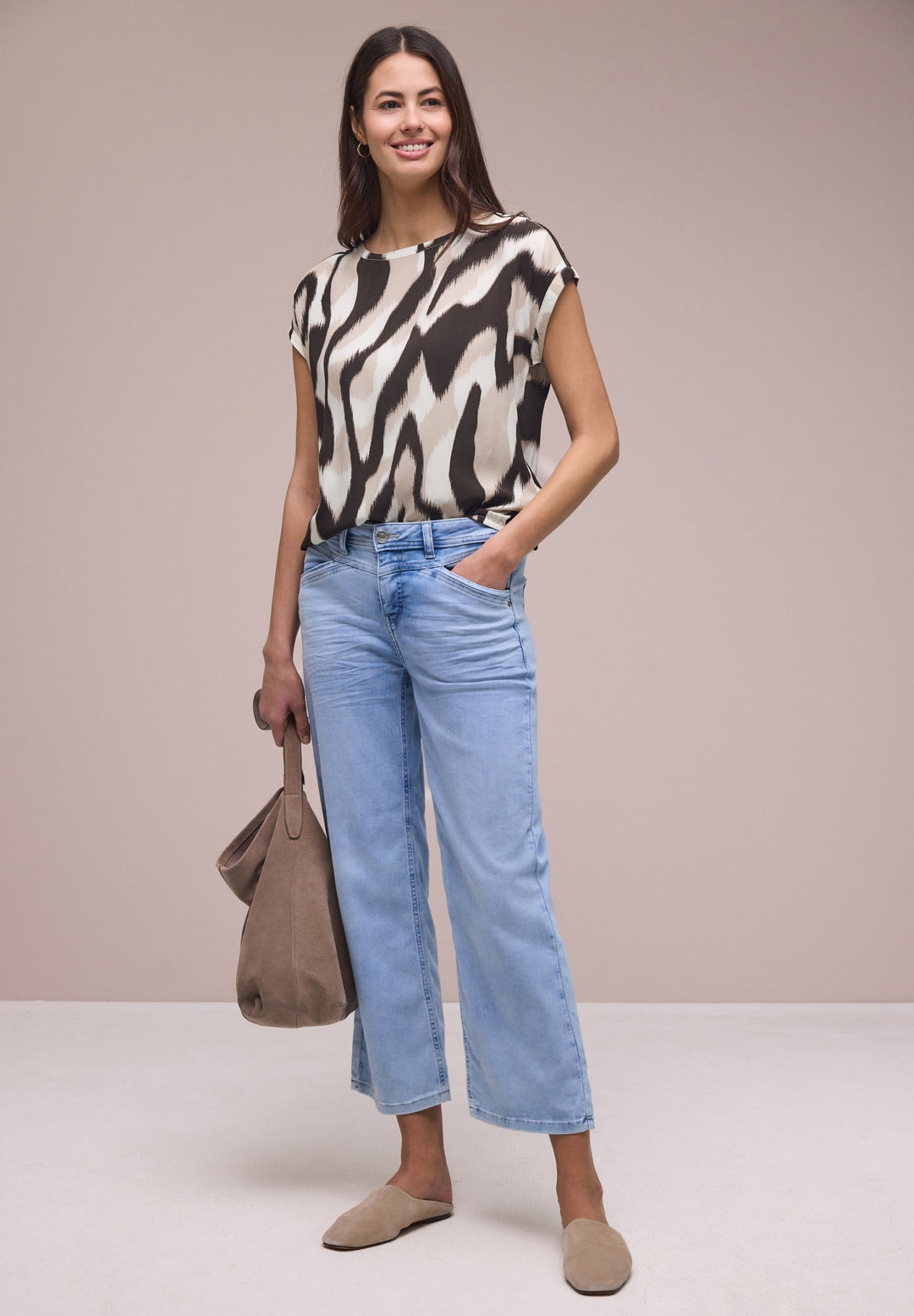 Roundneck shirtblouse w tape d, espresso brown 37276 Bild 5