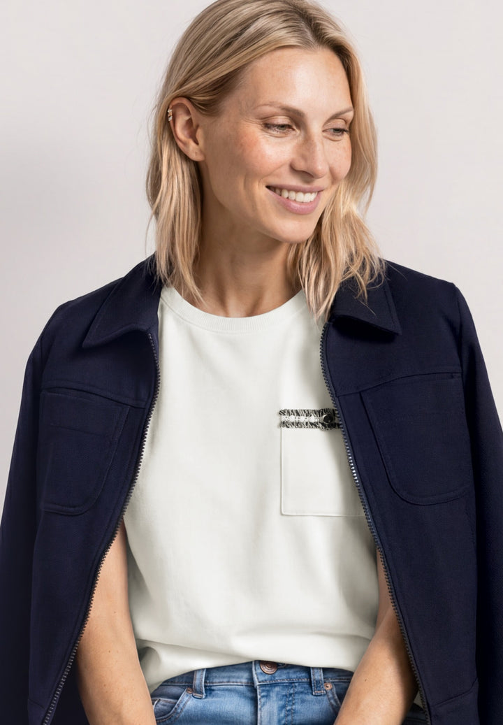 shirt w.deco tape at pocket, off white 10108 Bild 6