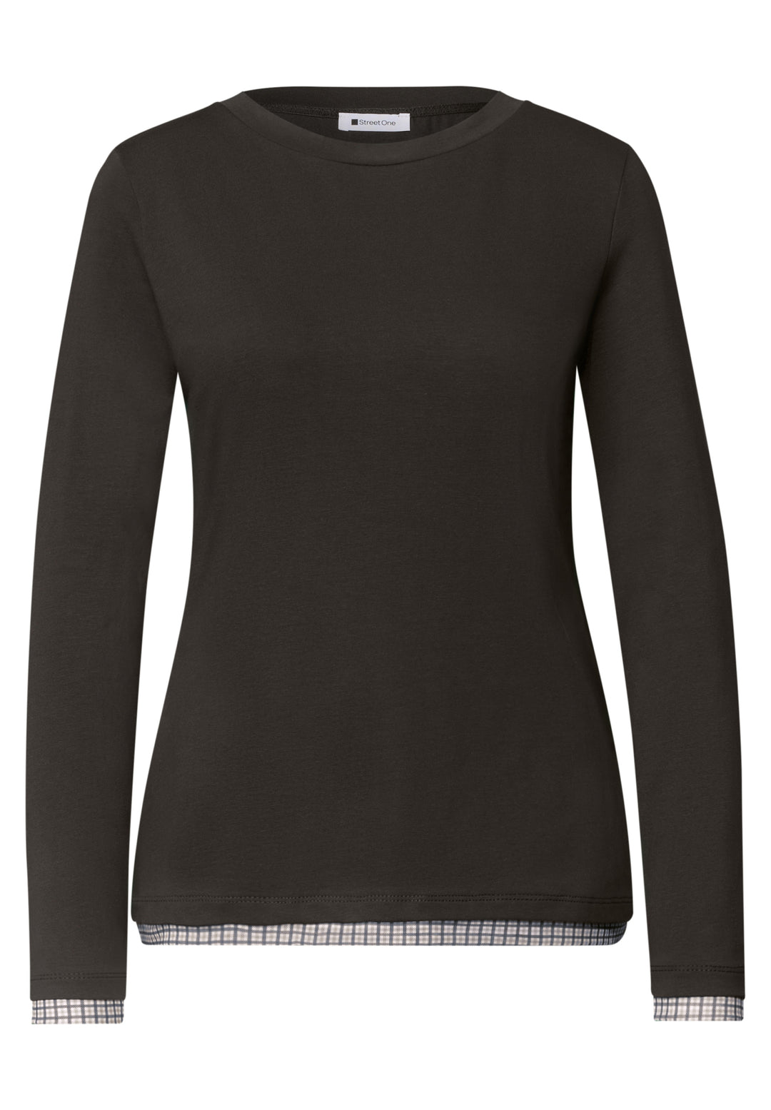 shirt w.printed mesh cuffs, black coffee 17874 Bild 1