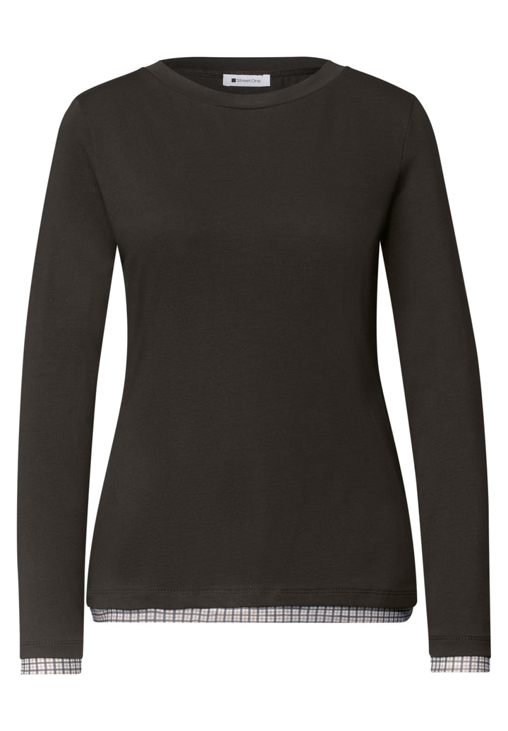 shirt w.printed mesh cuffs, black coffee 17874 Bild 1