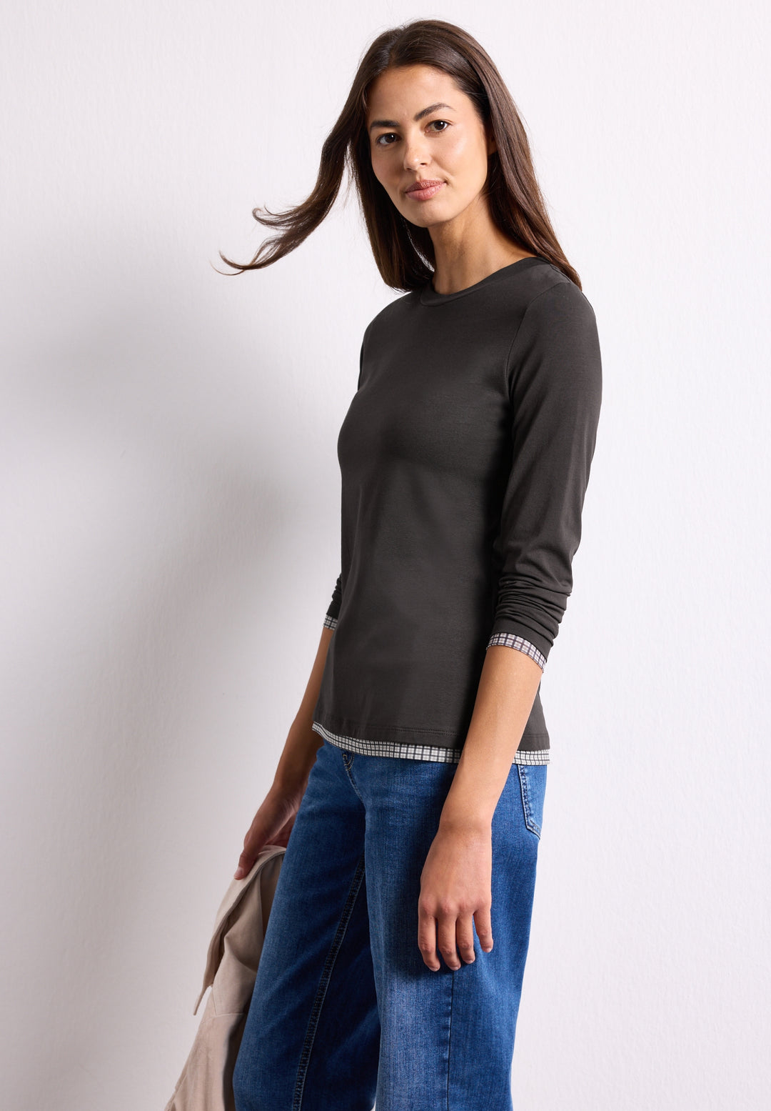 shirt w.printed mesh cuffs, black coffee 17874 Bild 3