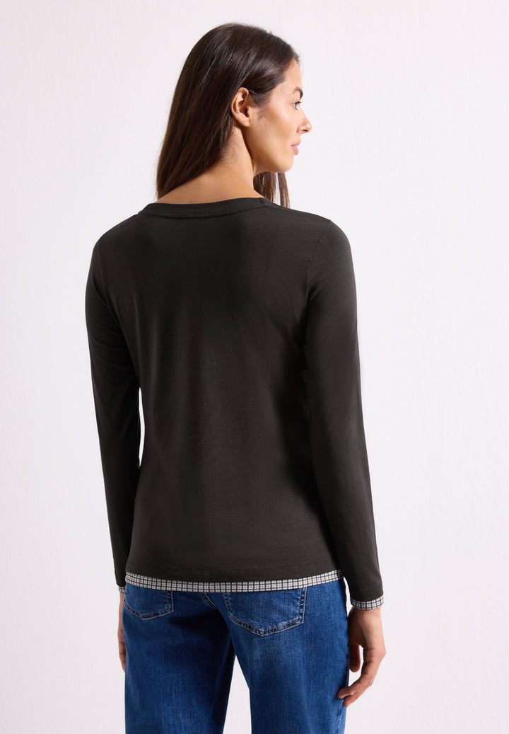shirt w.printed mesh cuffs, black coffee 17874 Bild 4
