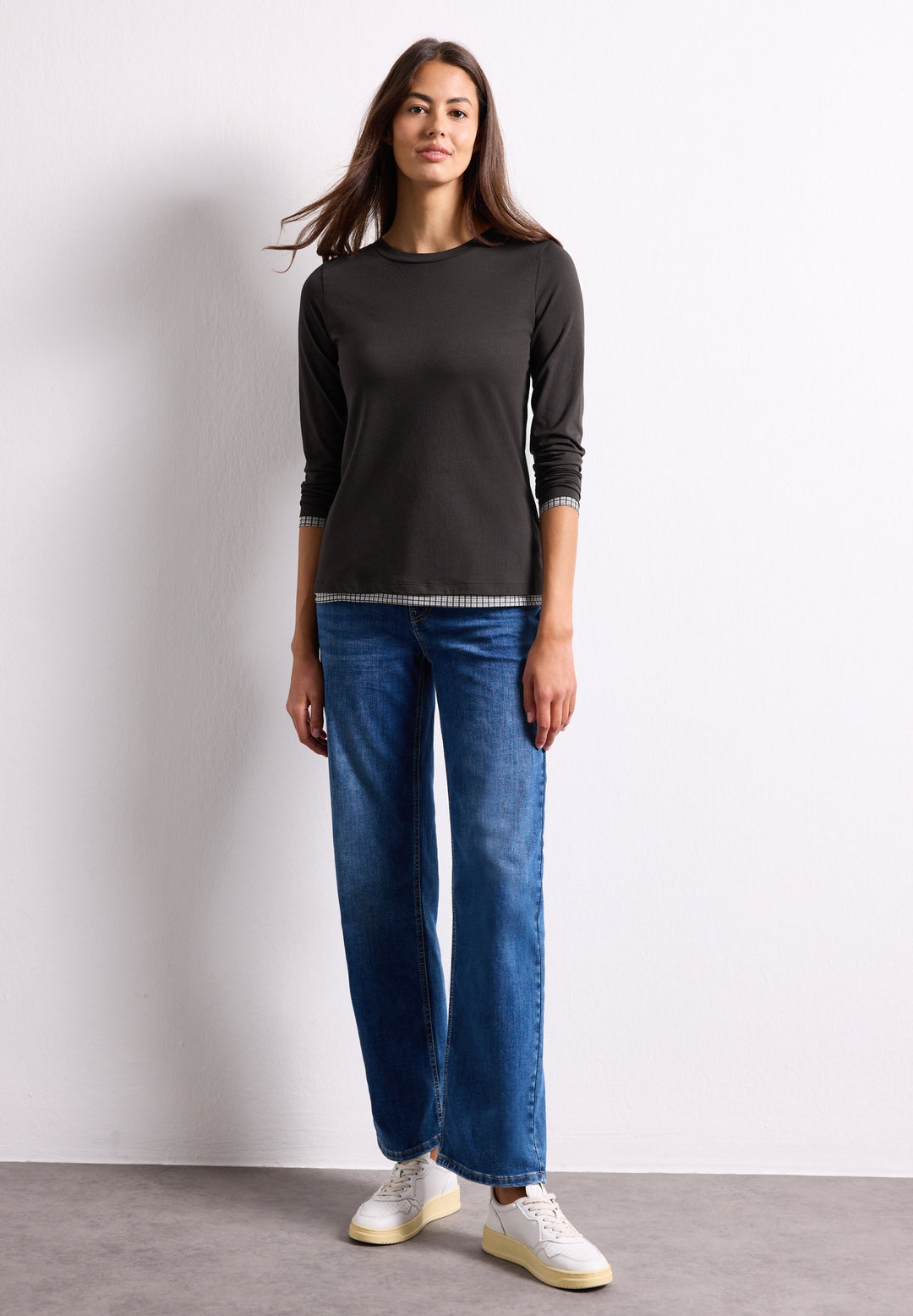 shirt w.printed mesh cuffs, black coffee 17874 Bild 5