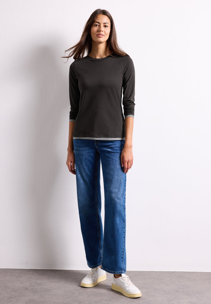 shirt w.printed mesh cuffs, black coffee 17874 Bild 5