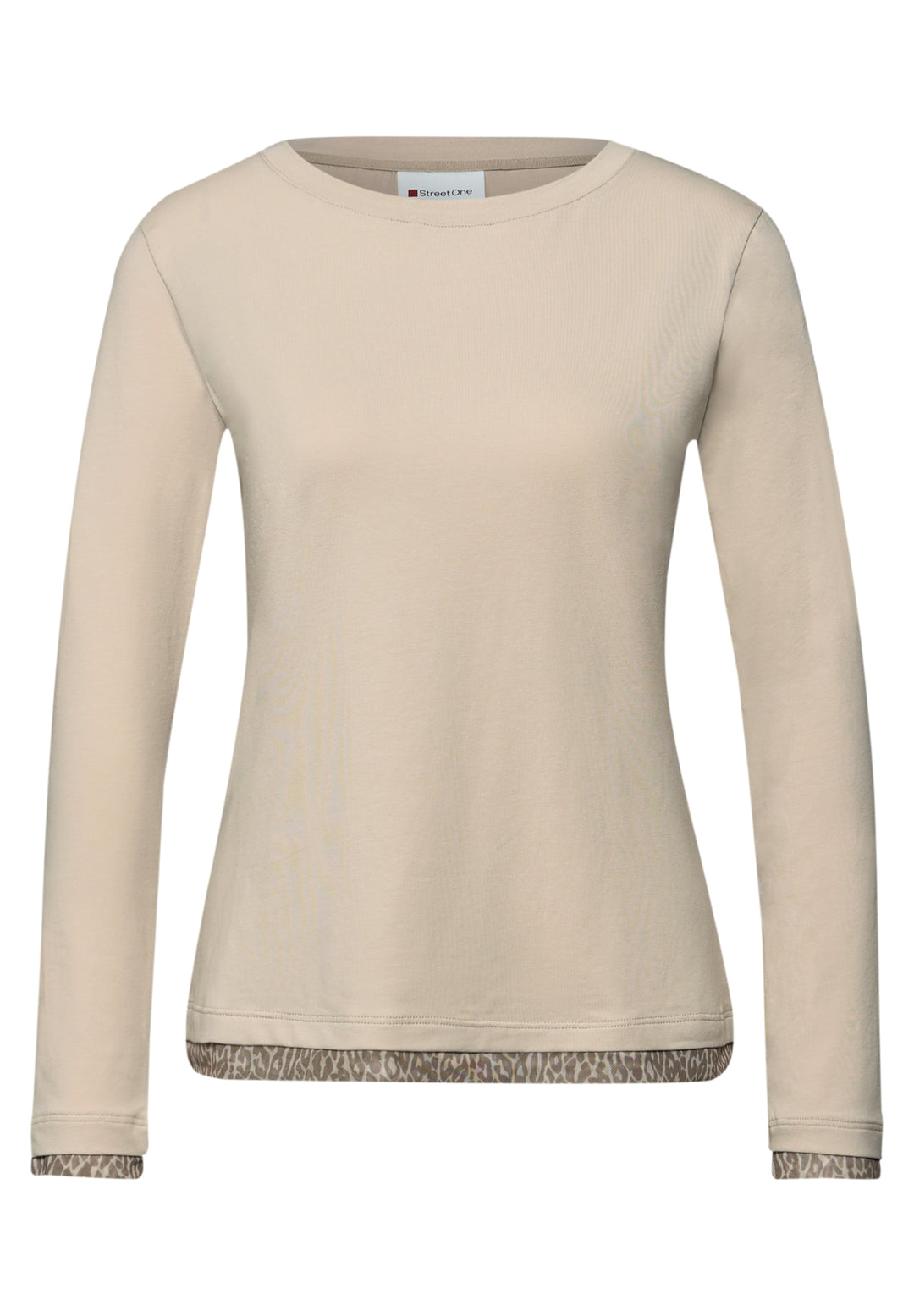 shirt w.printed mesh cuffs, cotton beige 16667 Bild 1