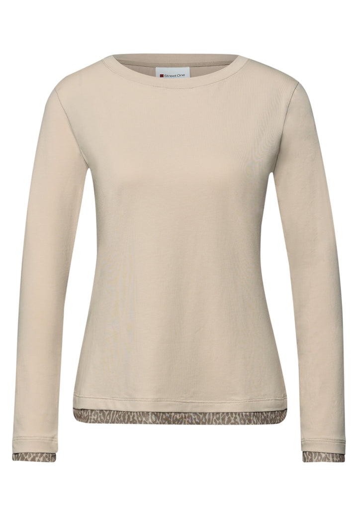 shirt w.printed mesh cuffs, cotton beige 16667 Bild 1