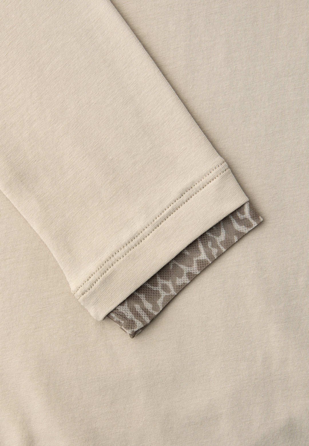 shirt w.printed mesh cuffs, cotton beige 16667 Bild 2