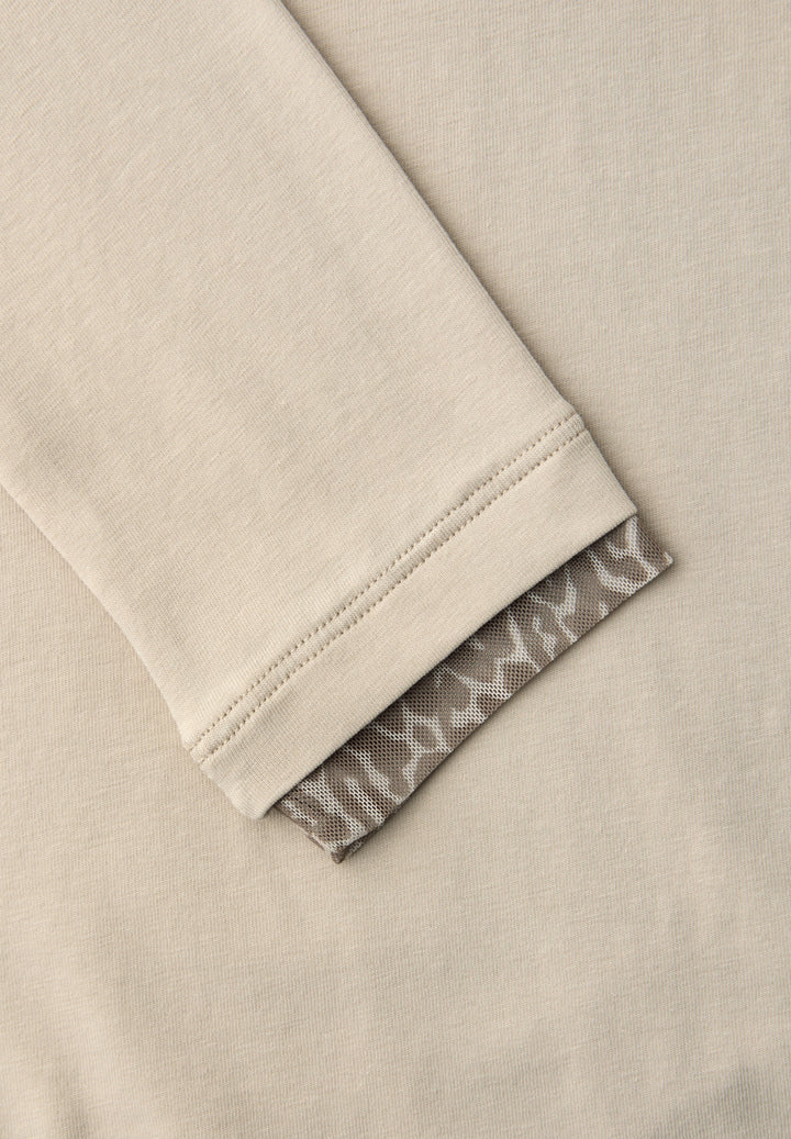 shirt w.printed mesh cuffs, cotton beige 16667 Bild 2
