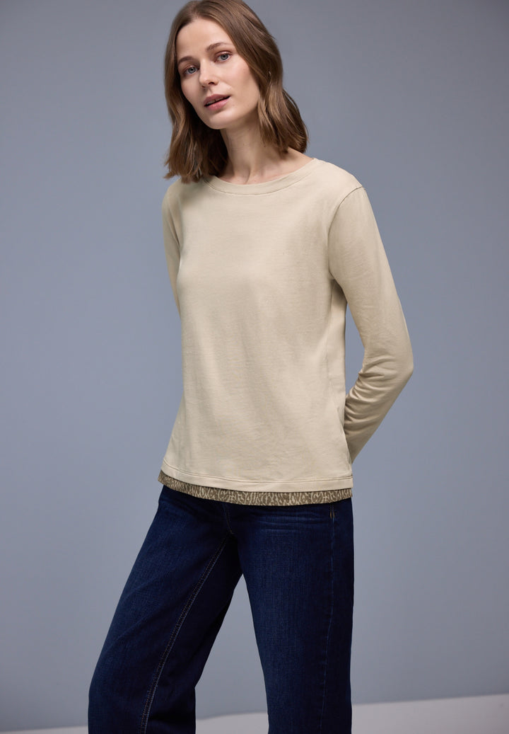 shirt w.printed mesh cuffs, cotton beige 16667 Bild 6