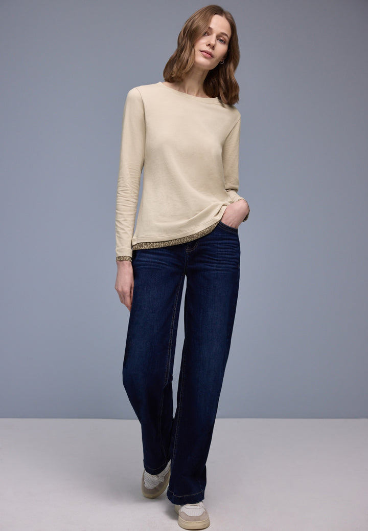 shirt w.printed mesh cuffs, cotton beige 16667 Bild 7