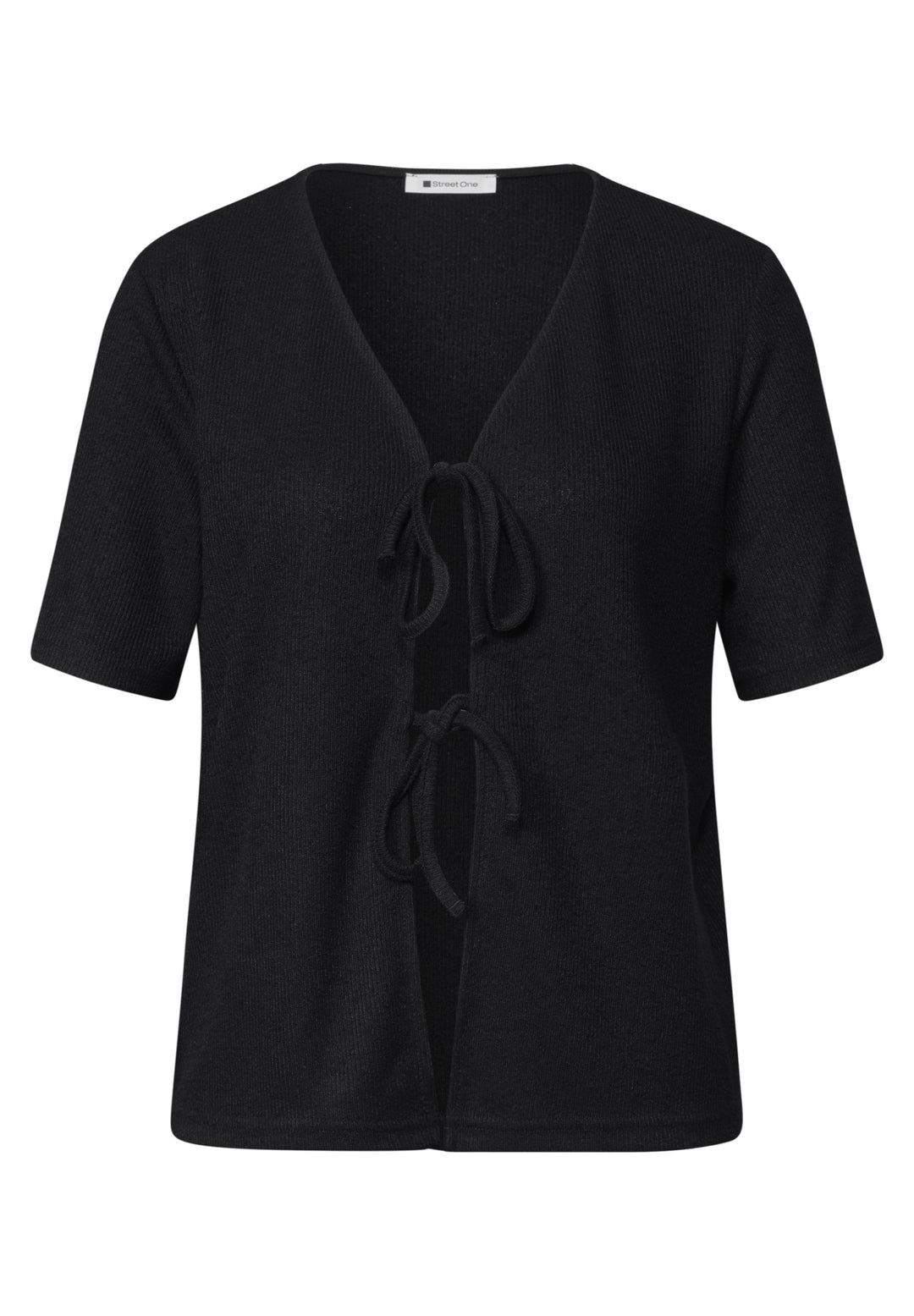 short knit look jacket w.strin, Black 10001 Bild 1