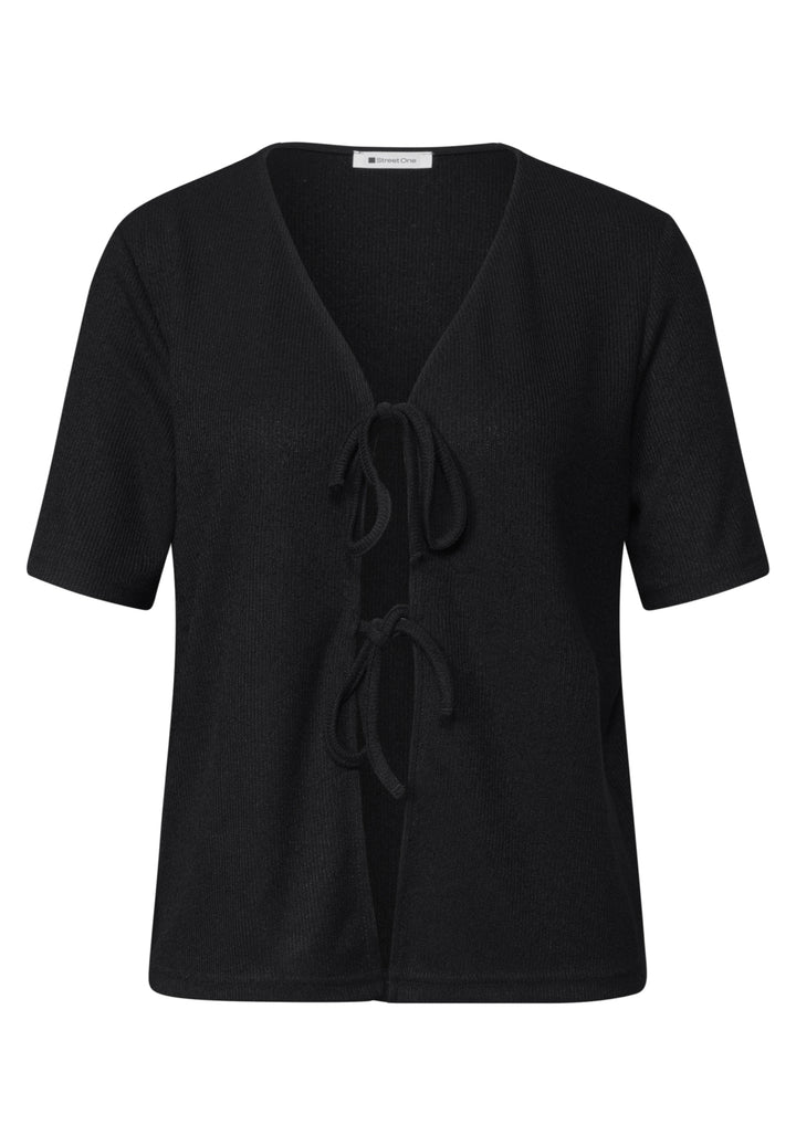 short knit look jacket w.strin, Black 10001 Bild 1