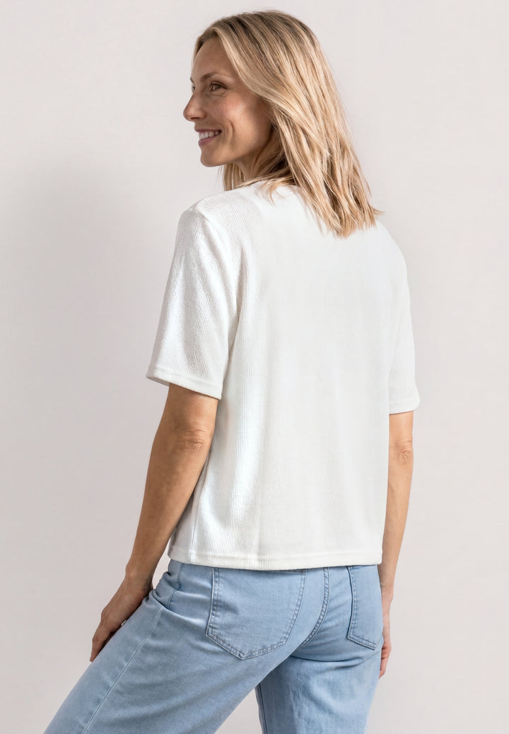 short knit look jacket w.strin, off white 10108 Bild 4
