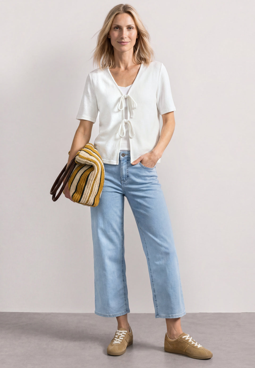 short knit look jacket w.strin, off white 10108 Bild 5