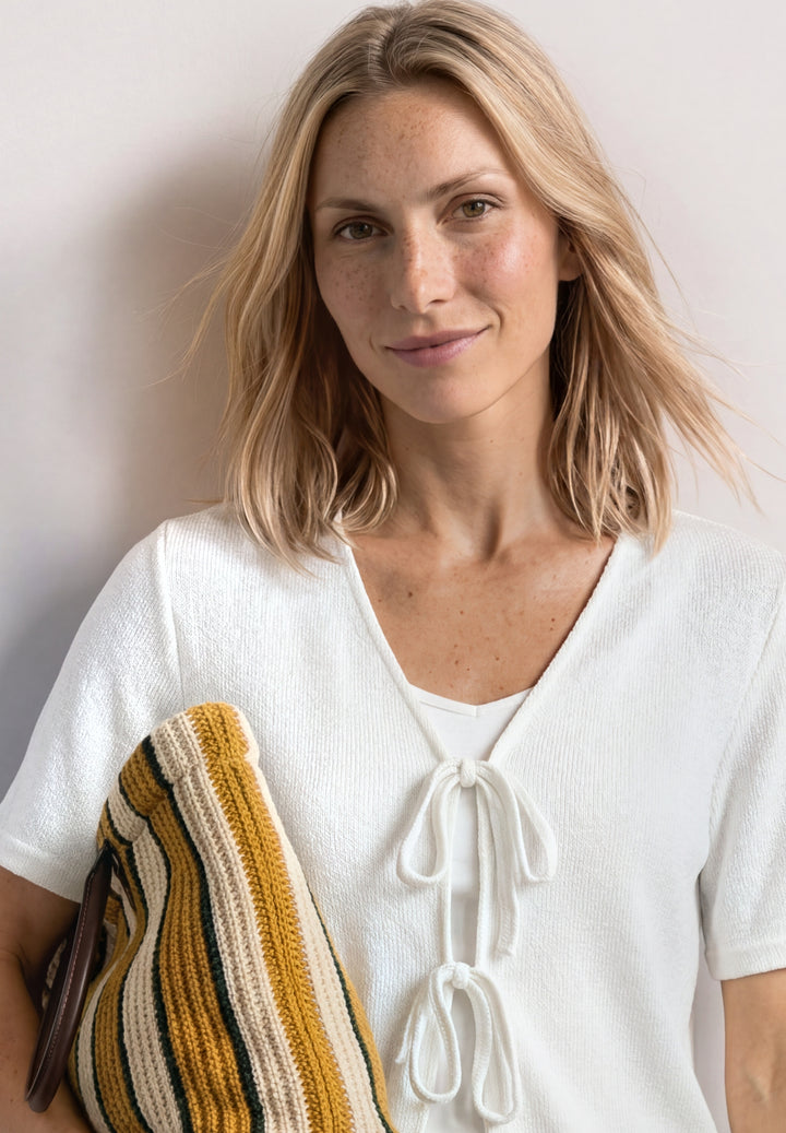 short knit look jacket w.strin, off white 10108 Bild 6