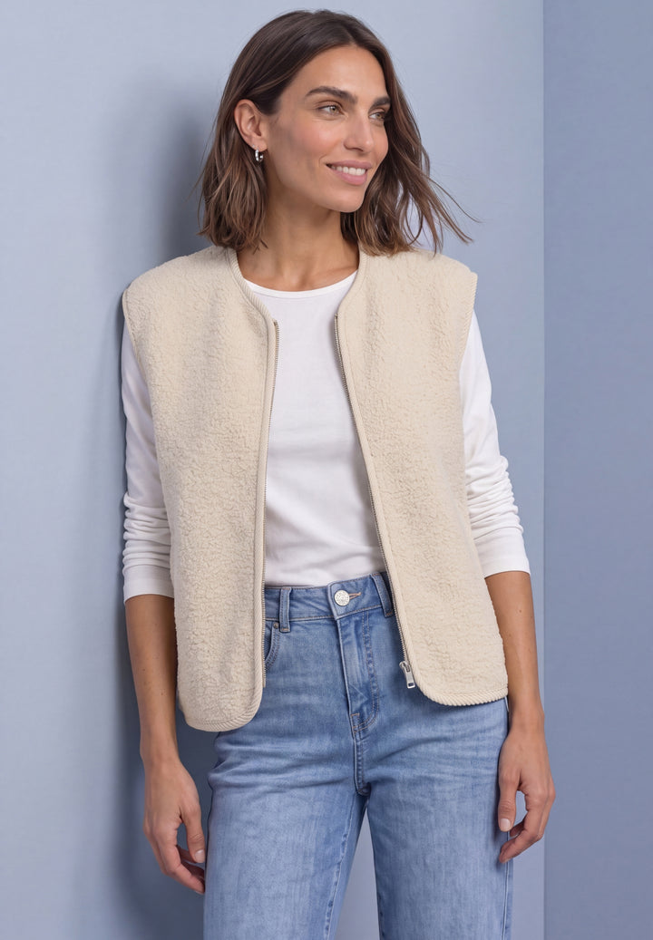 Short Teddy Vest w. Corduroy D, soft fawn beige 17185 Bild 3