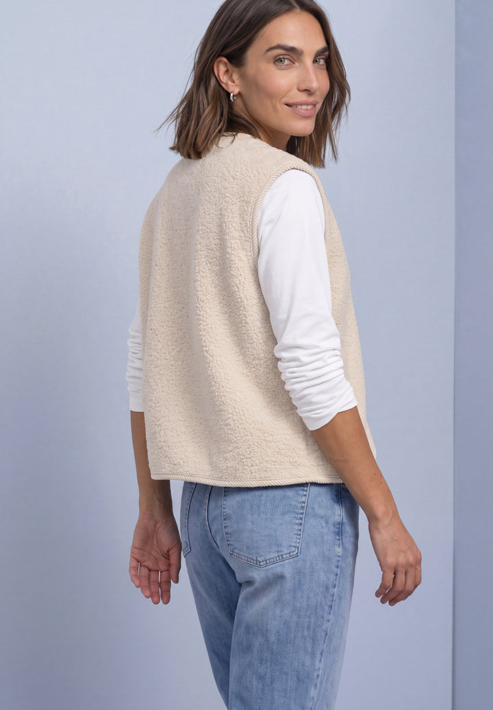 Short Teddy Vest w. Corduroy D, soft fawn beige 17185 Bild 4
