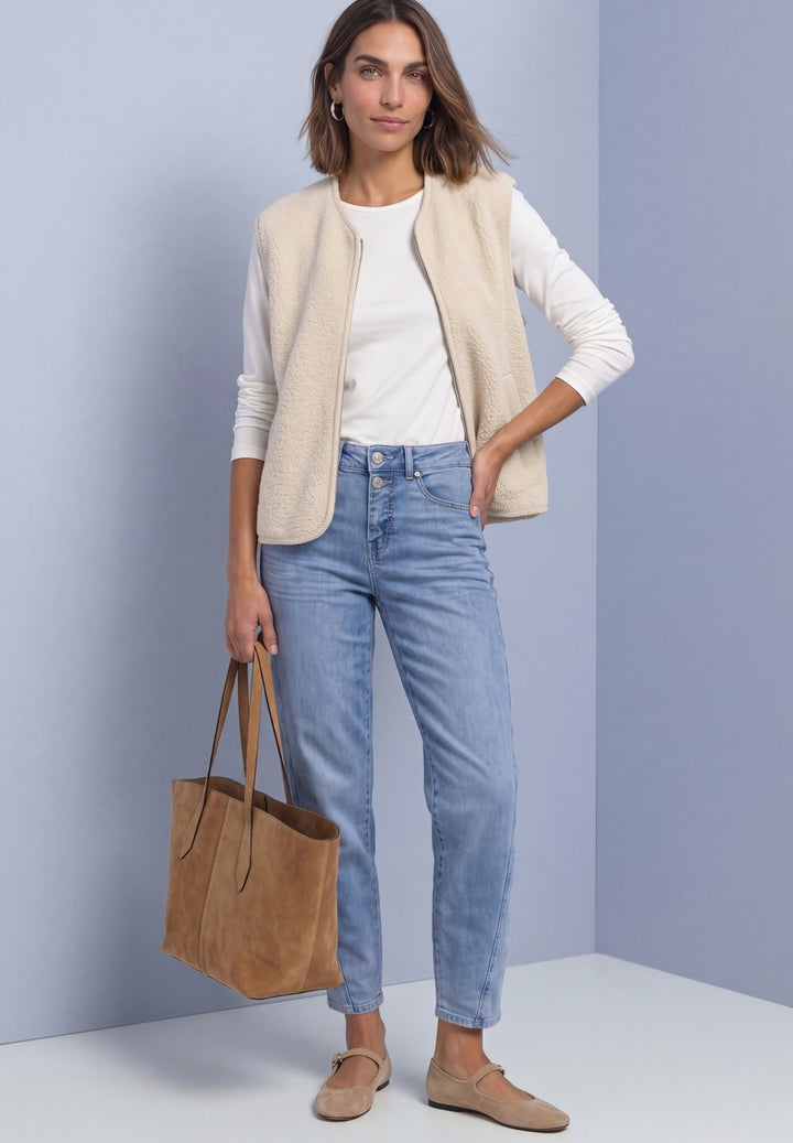 Short Teddy Vest w. Corduroy D, soft fawn beige 17185 Bild 5