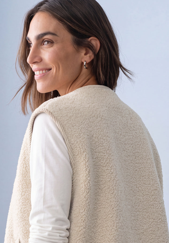 Short Teddy Vest w. Corduroy D, soft fawn beige 17185 Bild 6