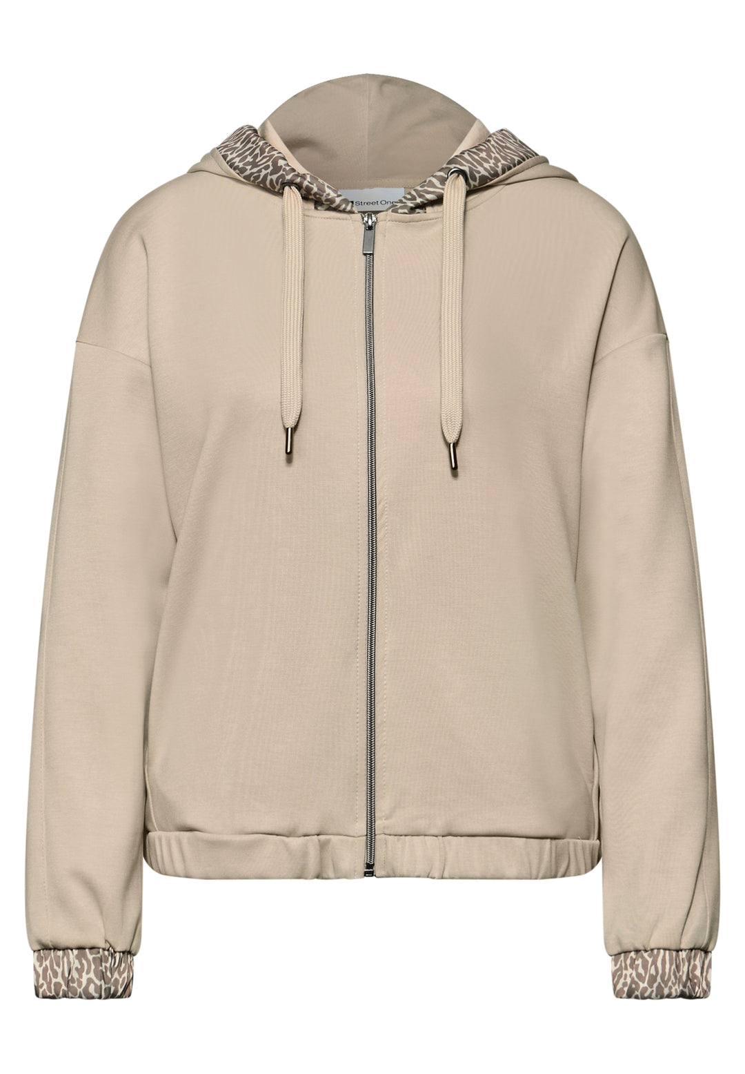 silk look hoody jacket w.print, cotton beige 16667 Bild 1