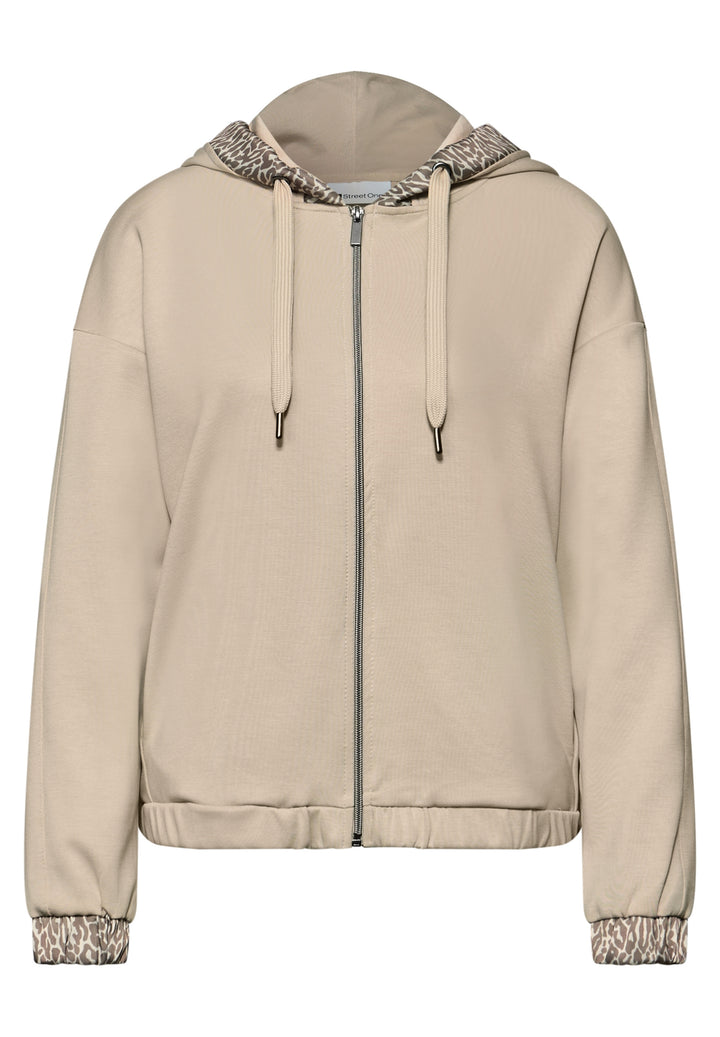 silk look hoody jacket w.print, cotton beige 16667 Bild 1