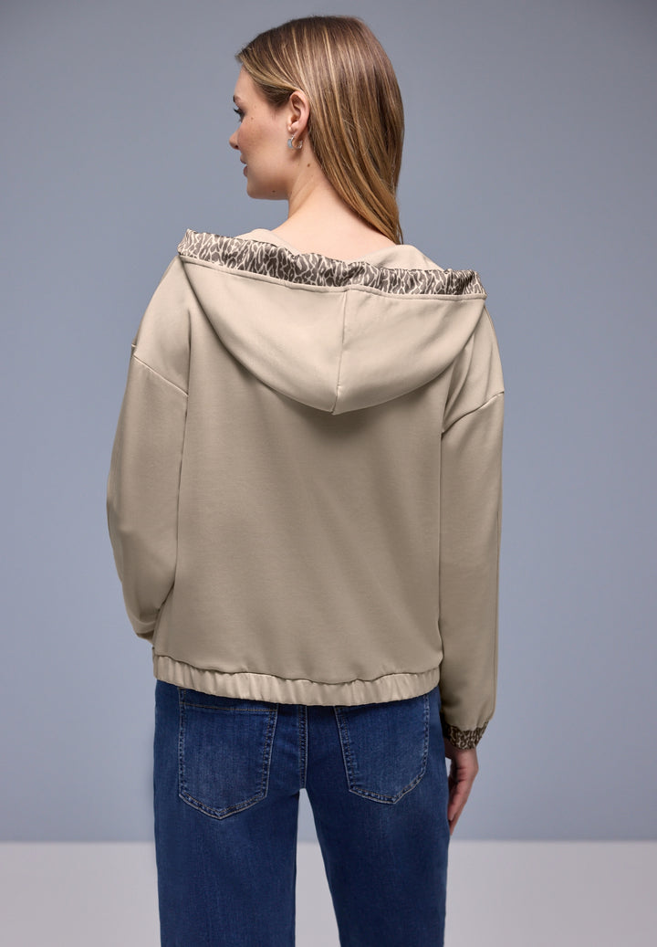 silk look hoody jacket w.print, cotton beige 16667 Bild 4