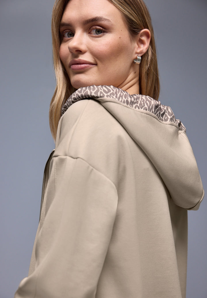 silk look hoody jacket w.print, cotton beige 16667 Bild 7