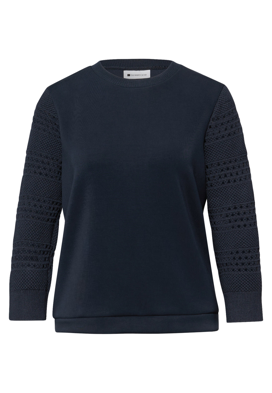 silk look shirt w.knit sleeves, shadowed navy 17502 Bild 1