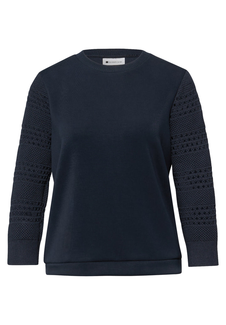silk look shirt w.knit sleeves, shadowed navy 17502 Bild 1