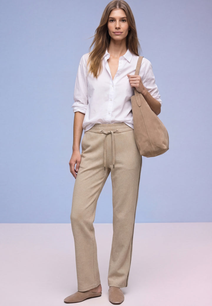 Straight Leg MW Pepita with Ga, cotton beige 36667 Bild 3