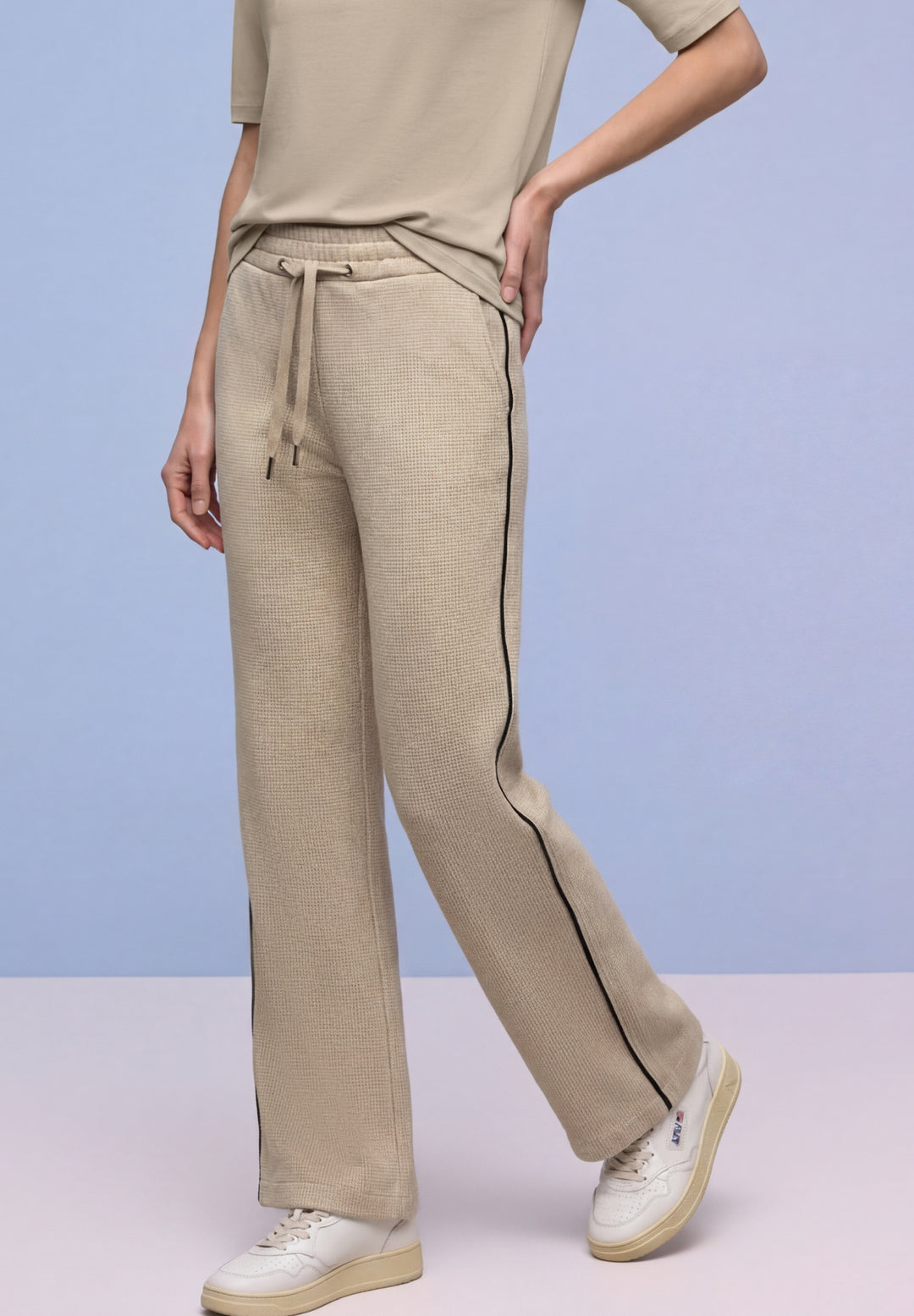 Straight Leg MW Pepita with Ga, cotton beige 36667 Bild 3