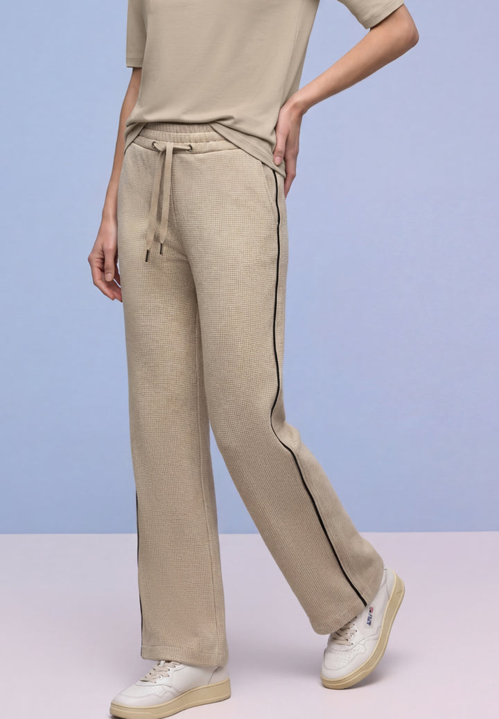 Straight Leg MW Pepita with Ga, cotton beige 36667 Bild 3