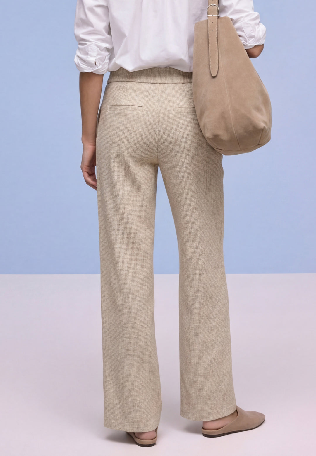 Straight Leg MW Pepita with Ga, cotton beige 36667 Bild 4