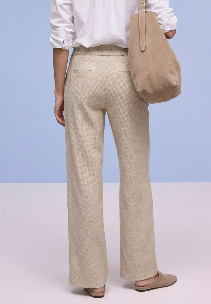 Straight Leg MW Pepita with Ga, cotton beige 36667 Bild 4