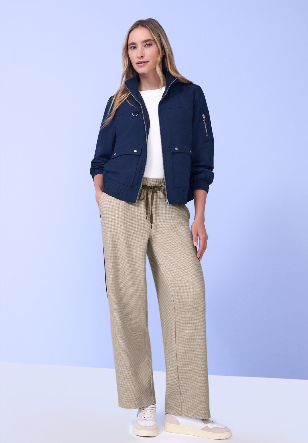 Straight Leg MW Pepita with Ga, cotton beige 36667 Bild 7