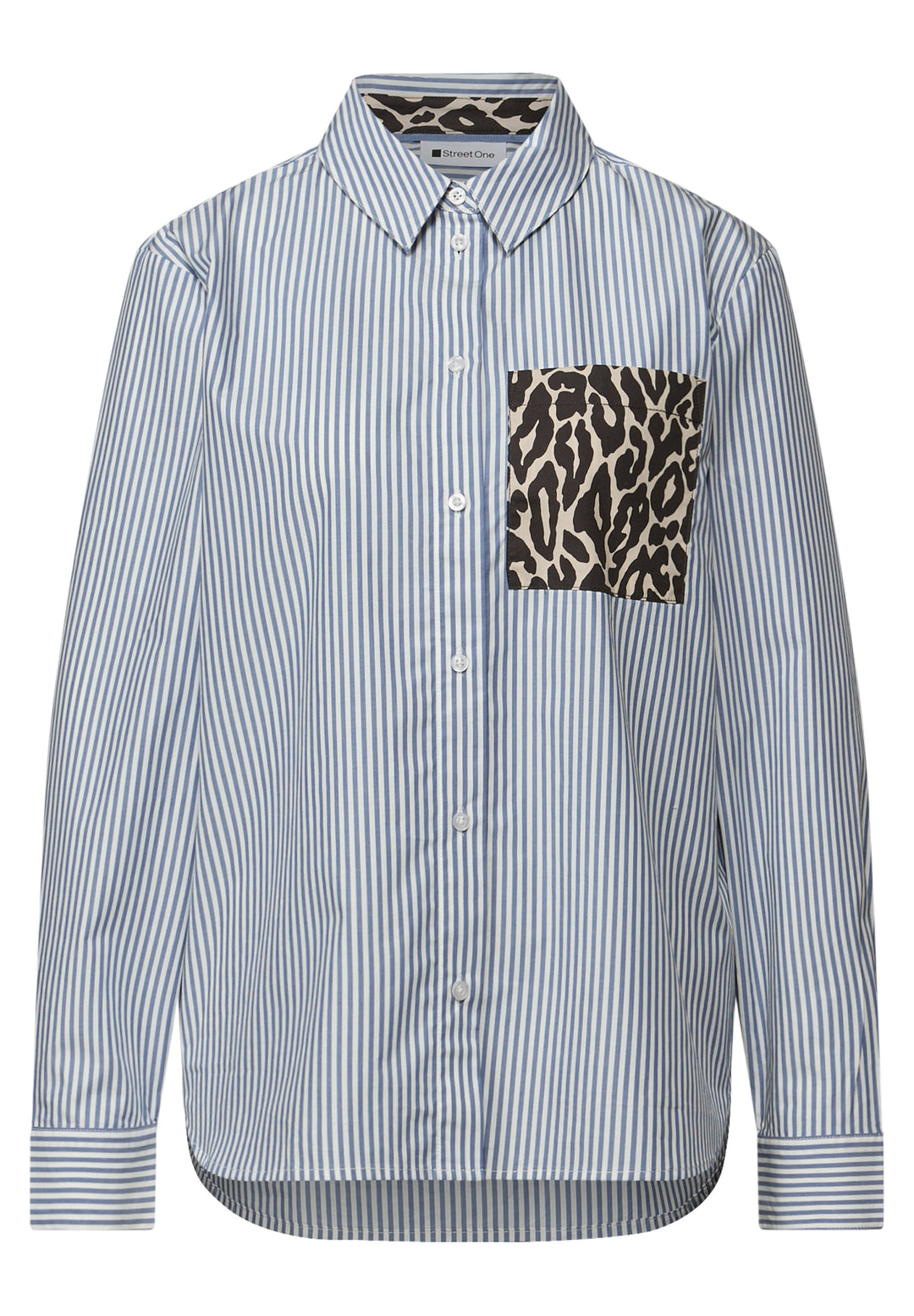 Striped shirtcollar blouse w p, original blue 22289 Bild 1