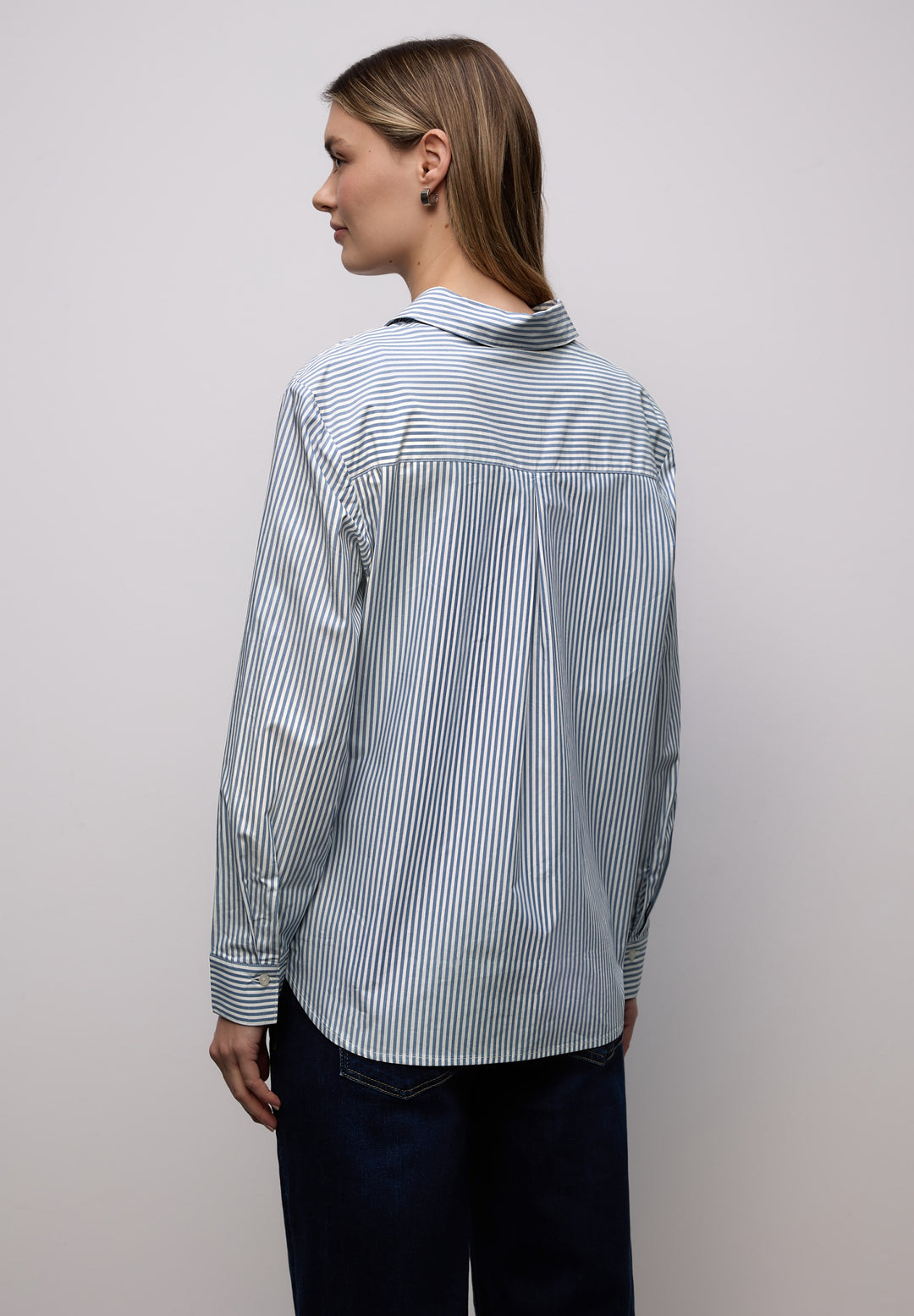 Striped shirtcollar blouse w p, original blue 22289 Bild 4