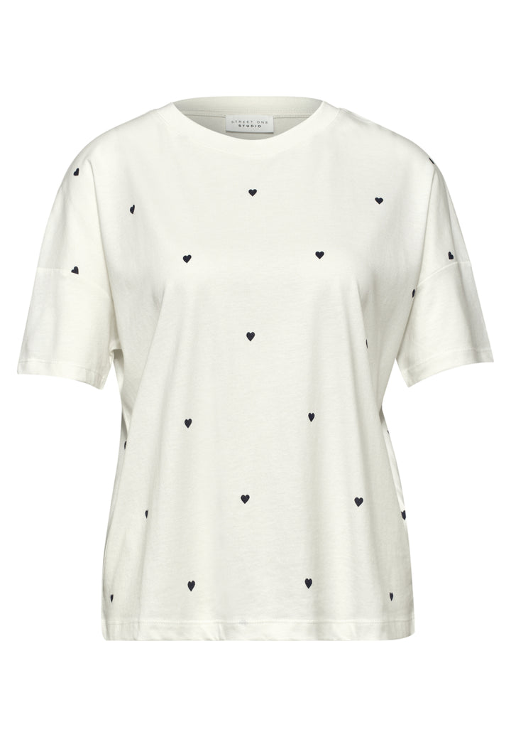 allover heart print shirt, off white 20108 Bild 1