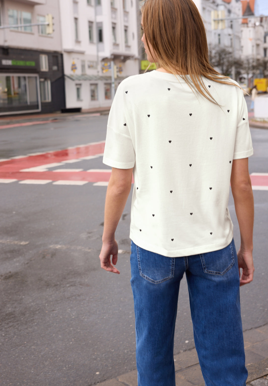 allover heart print shirt, off white 20108 Bild 4