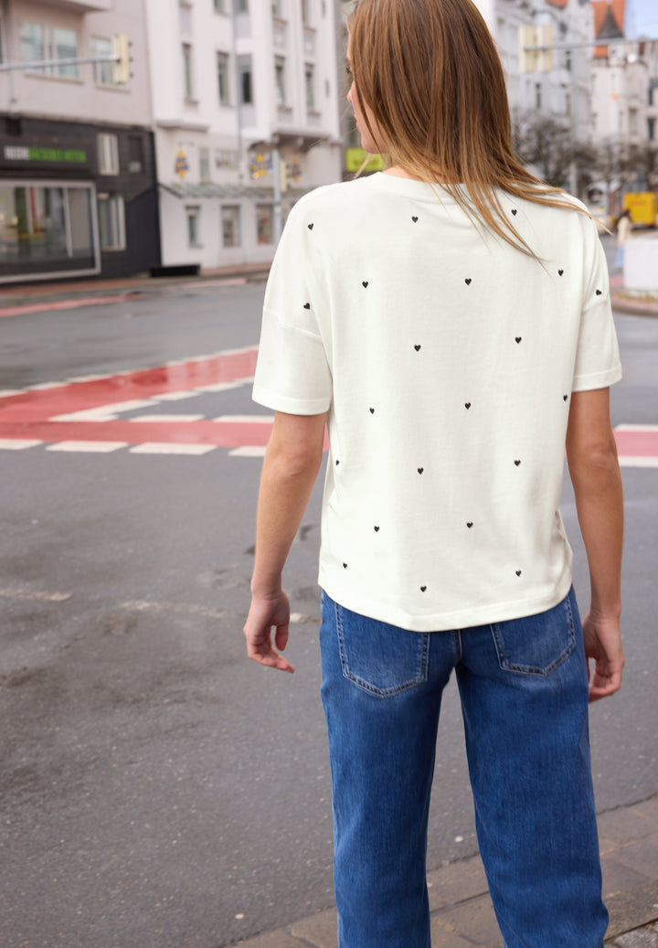 allover heart print shirt, off white 20108 Bild 4