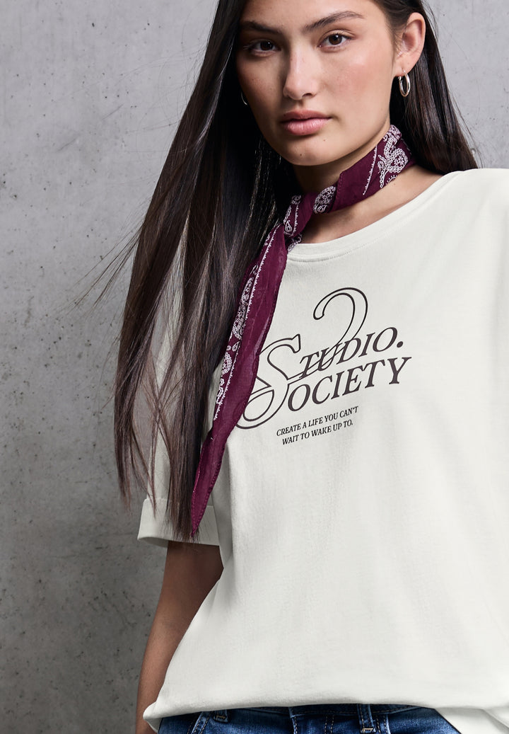basic wording print shirt, off white 20108 Bild 3