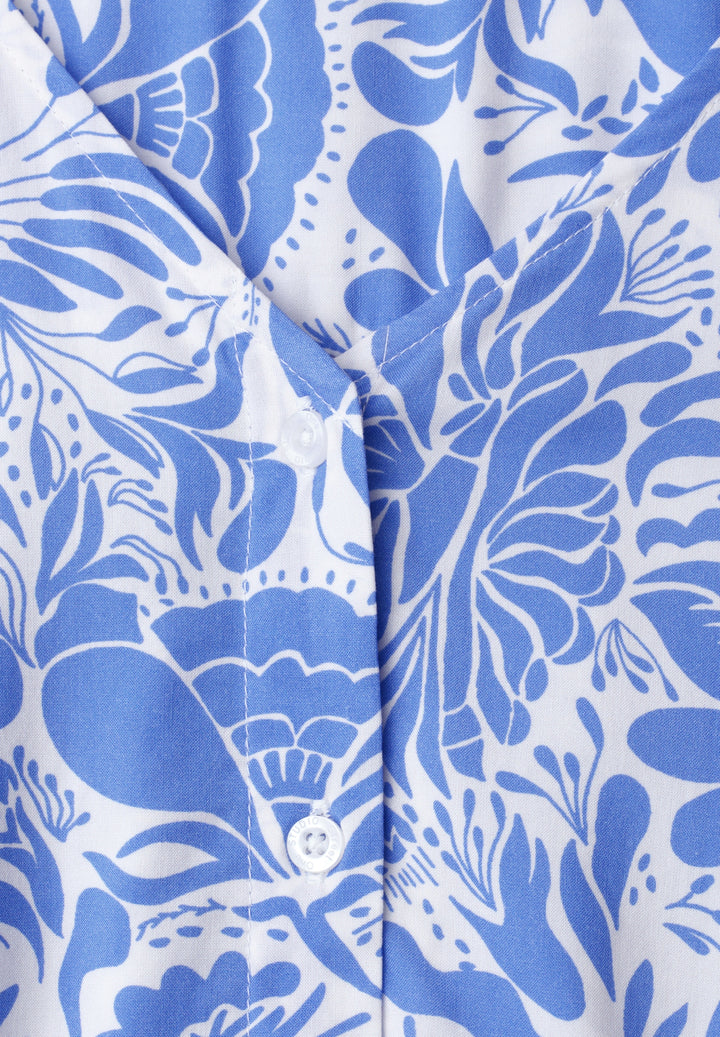 Buttoned V-neck blouse, eventide blue 27728 Bild 2